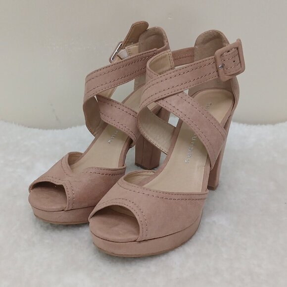 Chinese Laundry Strappy Sandals Open Toe Block Heel Blush Size 7 - Picture 1 of 9